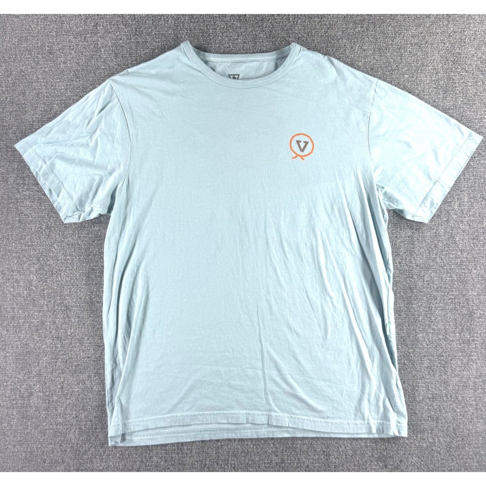 Vissla Mens Vintage Wash Organic Cotton Graphic T-Shirt Blue Skeleton Surfer XL